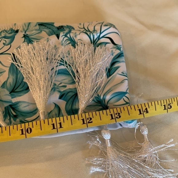 💐5/25 bikini top swim suit fun white tassels halter top tie unique - Picture 6 of 7